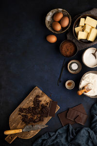 High angle view of food on table