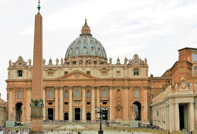 Exterior of st peters basilica against sky in city