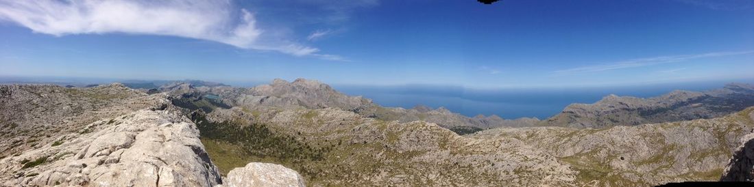 Panoramic view of mountains against sky