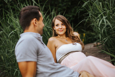 Portrait of young couple smiling