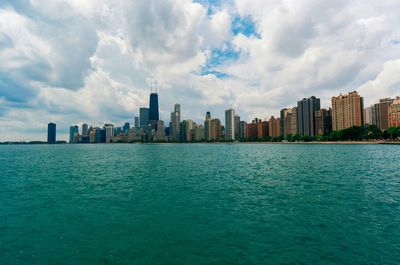 City skyline with waterfront