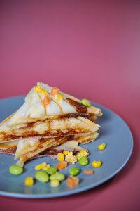 Close-up of dessert in plate on table