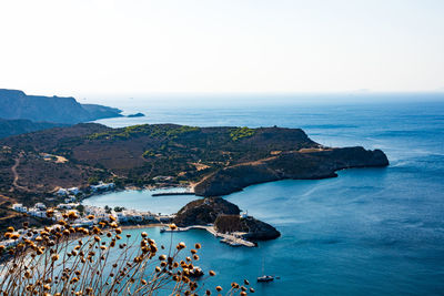 Scenic view of sea against clear sky