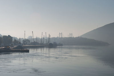 Scenic view of river against clear sky