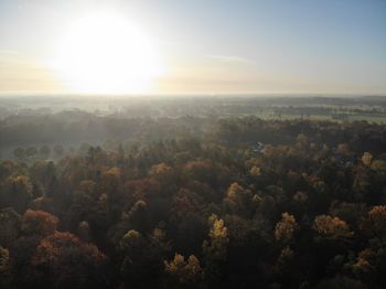 High angle view of plants against sky