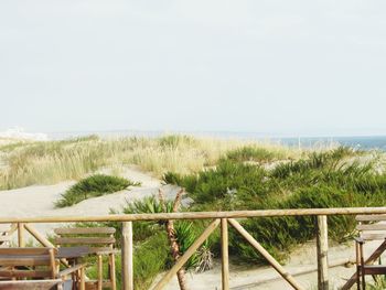 Scenic view of sea against clear sky