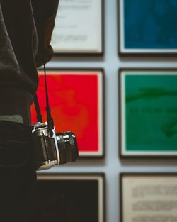 Close-up of person photographing