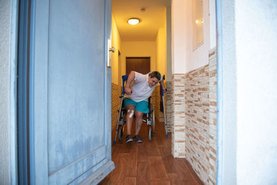 A disabled person at home