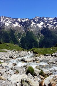 Scenic view of mountains against clear sky