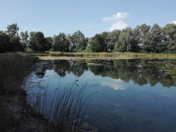 Scenic view of lake against sky