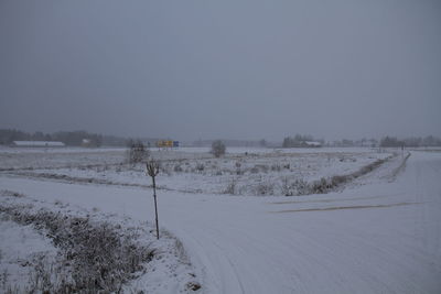 Scenic view of snow landscape against sky