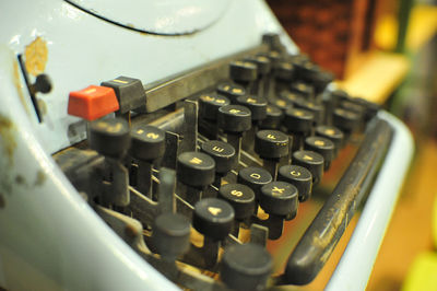 Close-up of broken typewriter