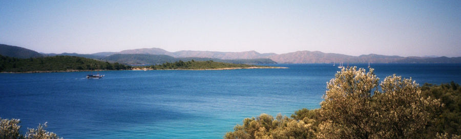 Scenic view of sea against clear sky