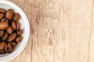 Directly above shot of coffee beans on table