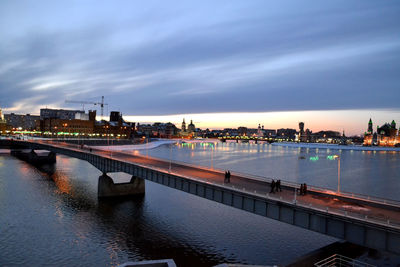 View of bridge over river against cloudy sky