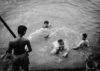 Reflection of woman in water