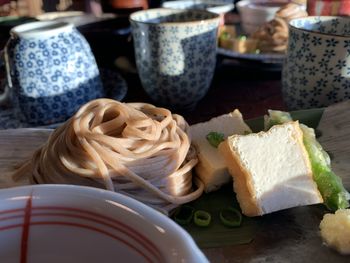 Close-up of food on table
