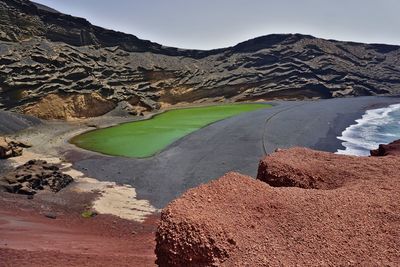 Scenic view of landscape and mountains against sky