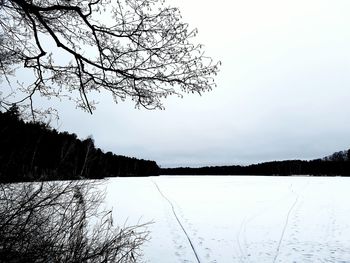 Scenic view of lake against clear sky