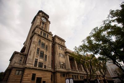 Low angle view of old building against sky
