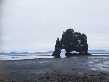 View of horse on beach against sky