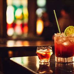 Close up of a cocktail in a bar