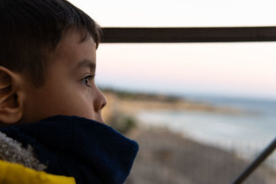 Close-up of latin child in profile