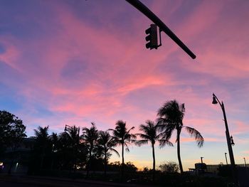 Low angle view of silhouette trees against sky during sunset