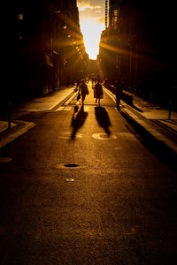 People walking on city street