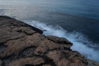 High angle view of rocks on beach