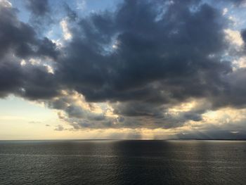 Scenic view of sea against dramatic sky