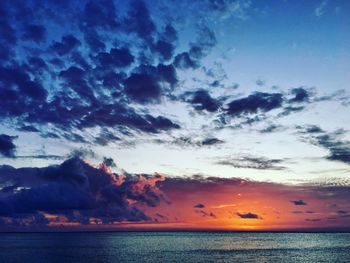Scenic view of sea at sunset