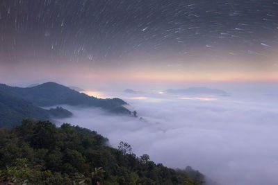 Amazing panoramic landscape view of  star on during sunrise