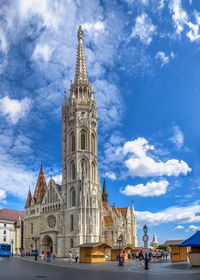 Church of the assumption of the buda castle in budapest, hungary, on a sunny summer morning