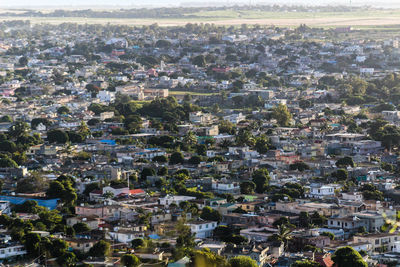 High angle view of cityscape against sky