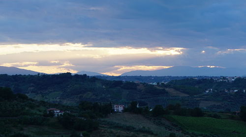 Scenic view of landscape against sky during sunset