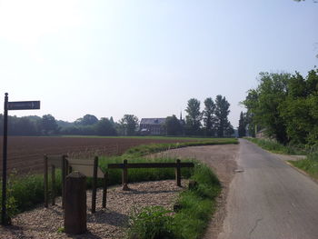 Agricultural field against clear sky