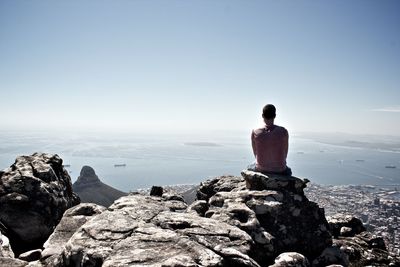 Scenic view of sea against clear sky