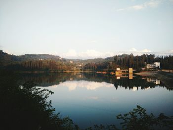 Scenic view of lake against sky