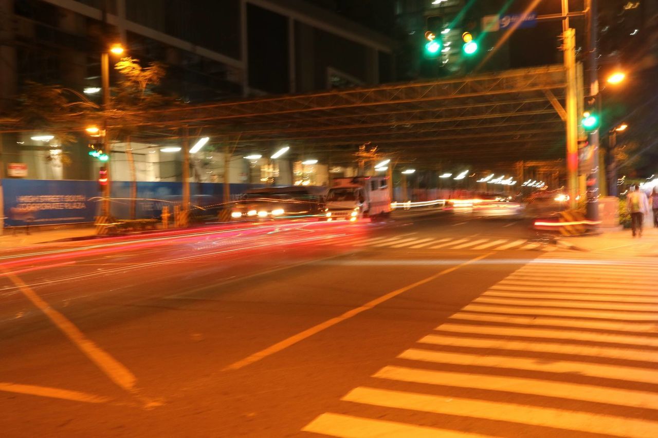 LIGHT TRAILS ON CITY STREET