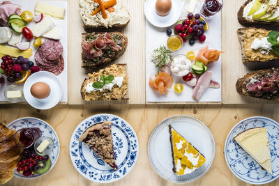 High angle view of food on table