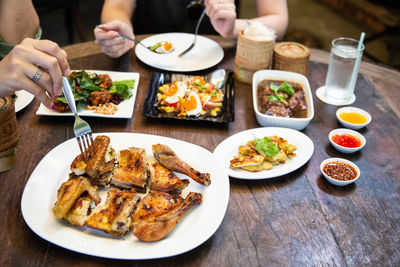 High angle view of food on table