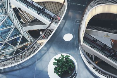 High angle view of escalator