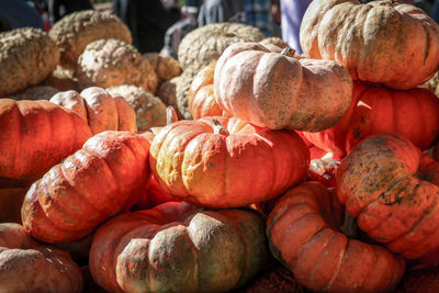 Full frame shot of pumpkins for sale at market stall