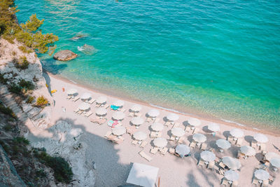 High angle view of rocks by swimming pool