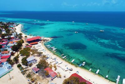 Aerial view of island and beach in los roques, venezuela