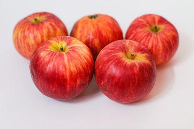 High angle view of apples on table