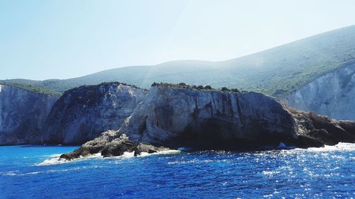 Scenic view of sea against clear sky