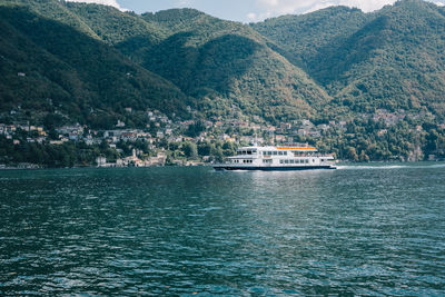 Scenic view of sea against mountain