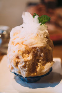 Close-up of ice cream on table